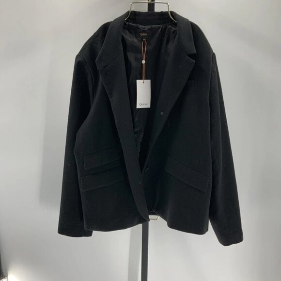 Quince Womens Italian Wool Stand Collar Blazer Black Outerwear XL NWT - Picture 2 of 3
